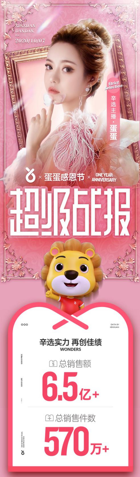 实力派来了！95后辛选主播蛋蛋单场直播拿下6.5亿傲人成绩